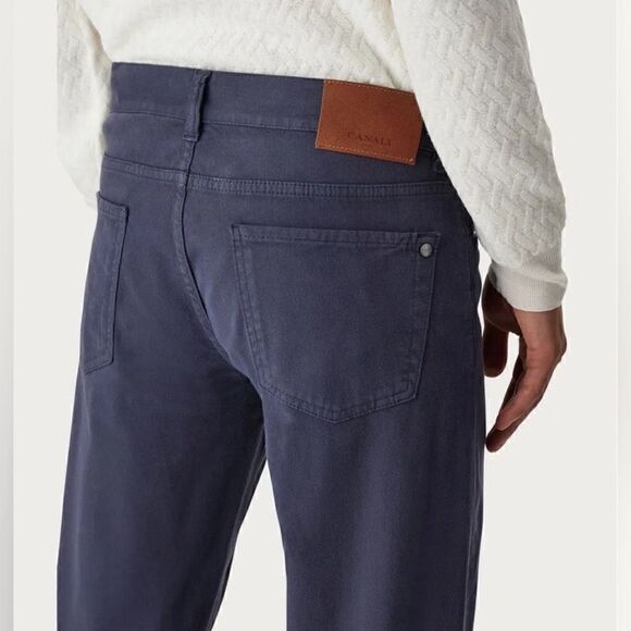 Canali Men’s Regular Fit Garment Dyed Blue 5-Pocket Pants size 56x 38 NWT - Picture 3 of 6